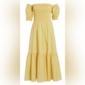 Intermix Yellow Off-The-Shoulder Aubrey MidI Dress